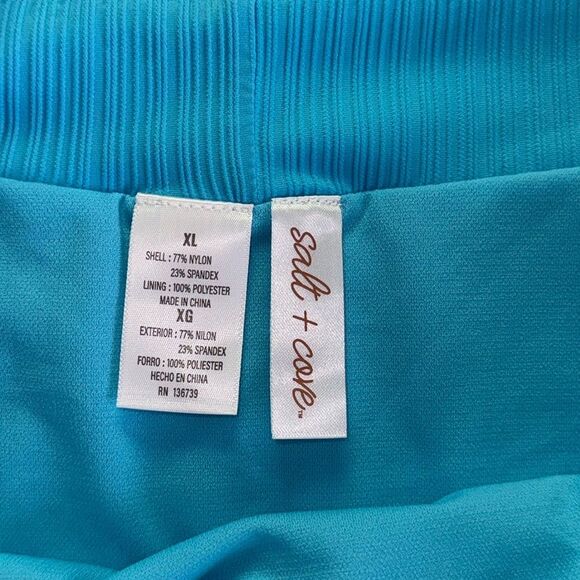 SALT + COVE Womens Size XL Ribbed V-Waist Bikini Bottoms in Aqua - Picture 8 of 8